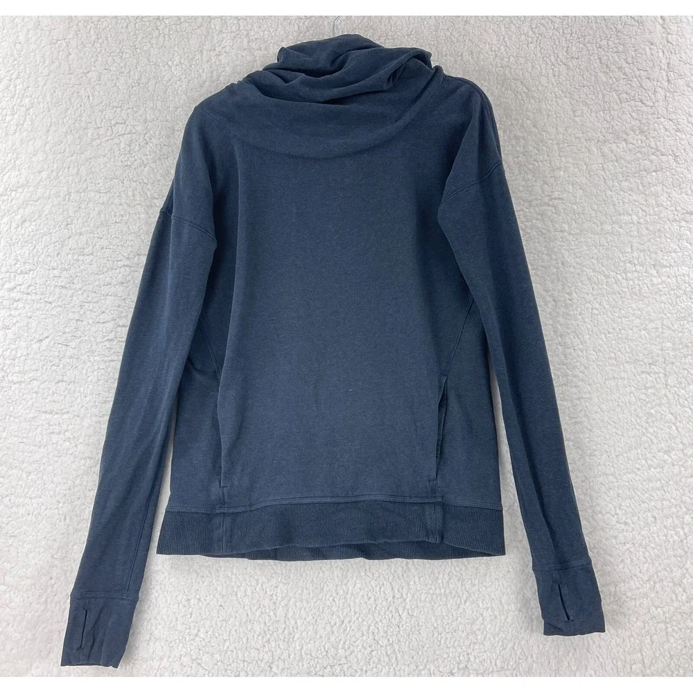 Lululemon Stress Less Sweater Women Size 4 Blue Hoodie Long Sleeve Knit Pullover